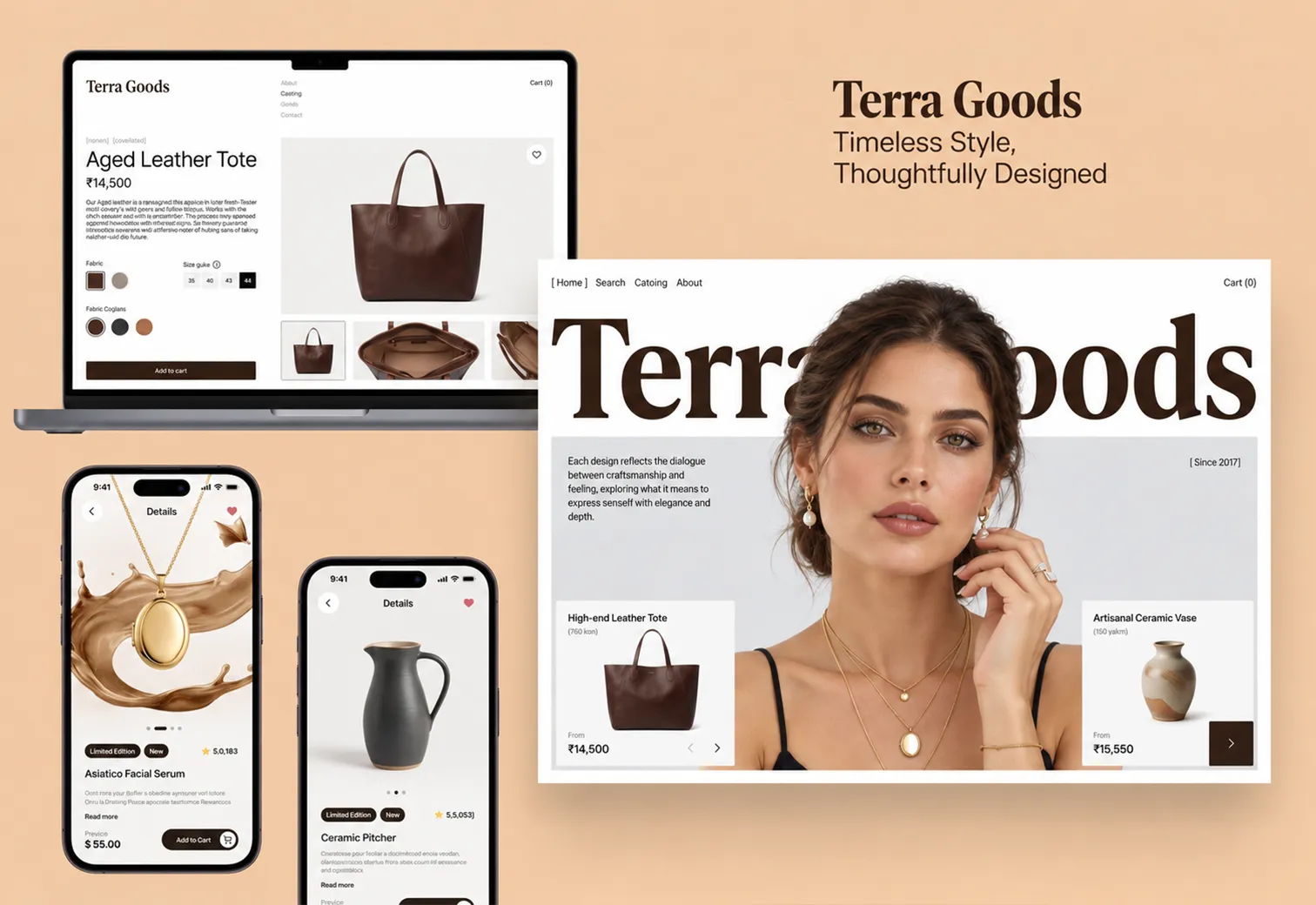 Terra Goods eCommerce site shown across devices