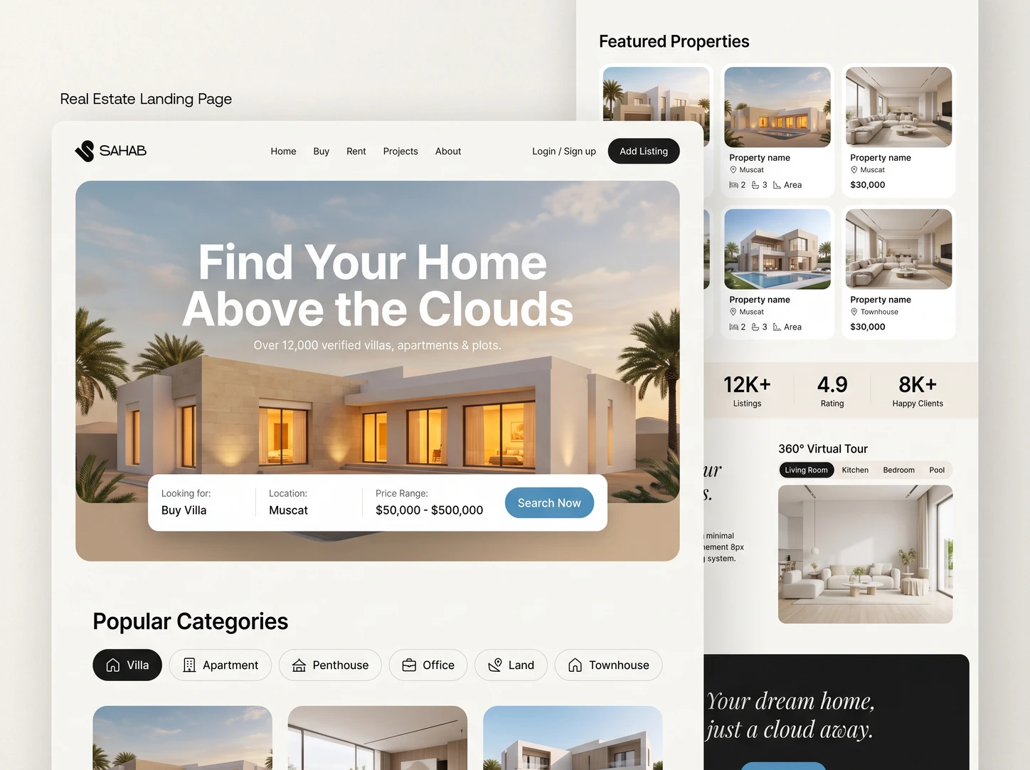 Sahab real estate landing page design