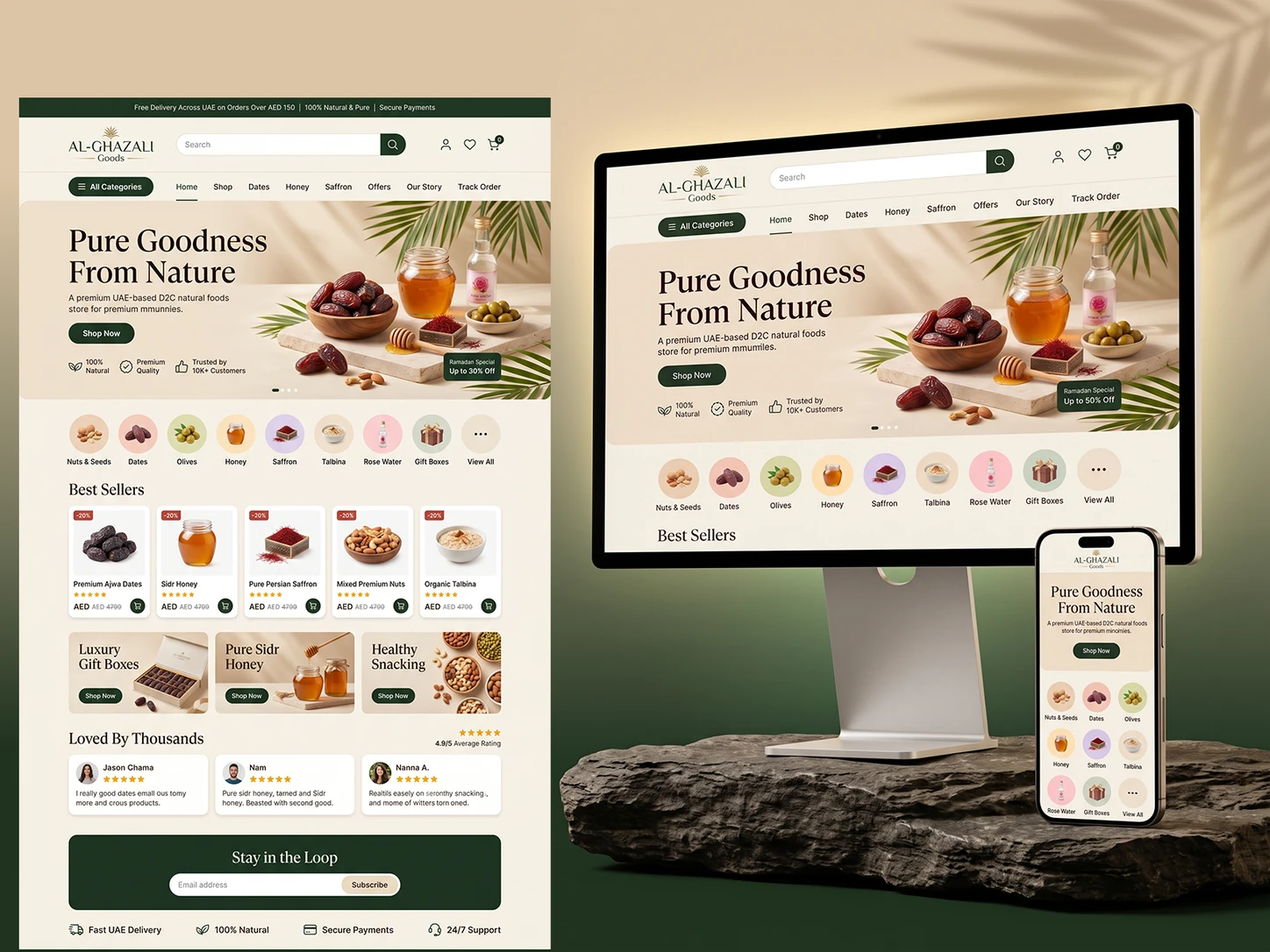 Al-Ghazali Goods natural foods store website design